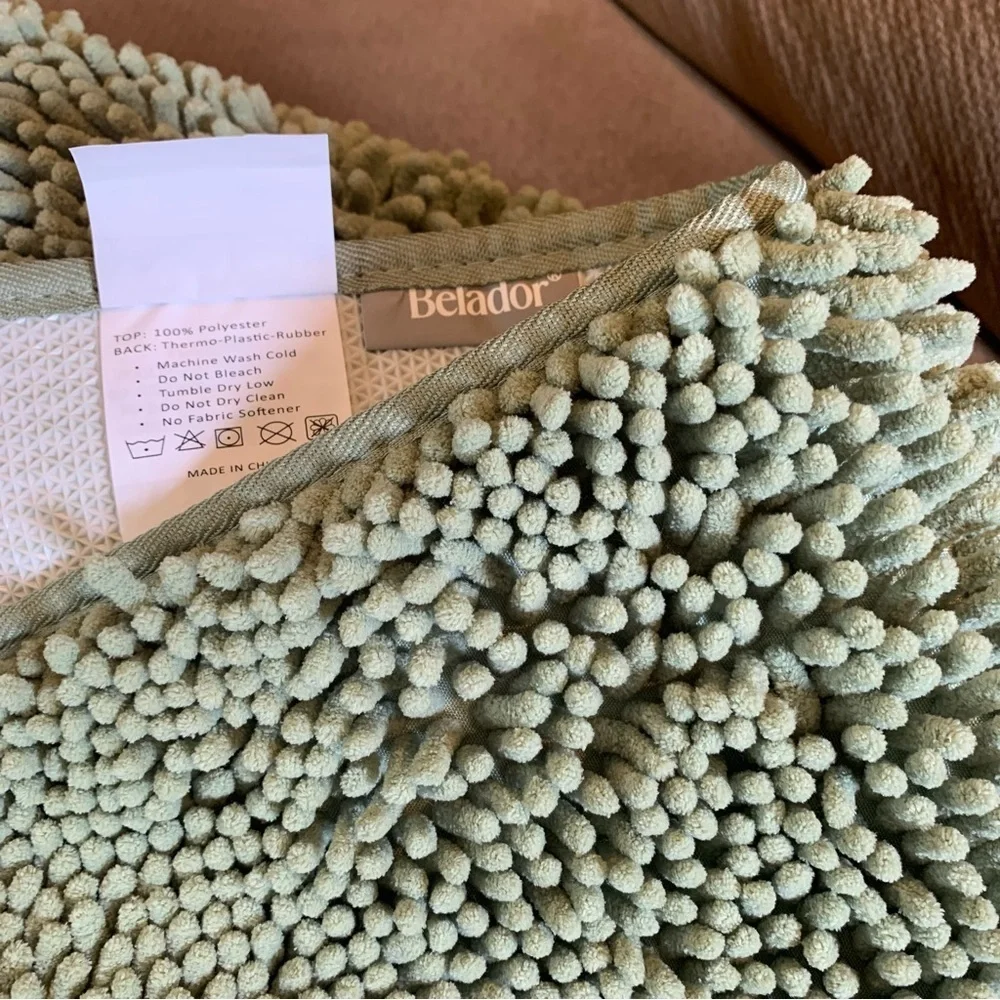 Belabor 100% polyester Sage Green Bath Rugs!